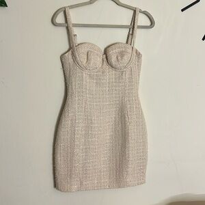 Meshki Cream Textured Mini Dress